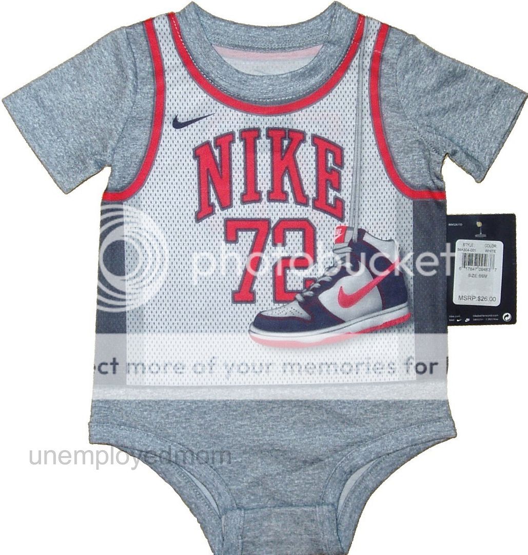 Nike Sports Bodysuit Athletic Boys Romper Creeper Shirt Tee Jersey